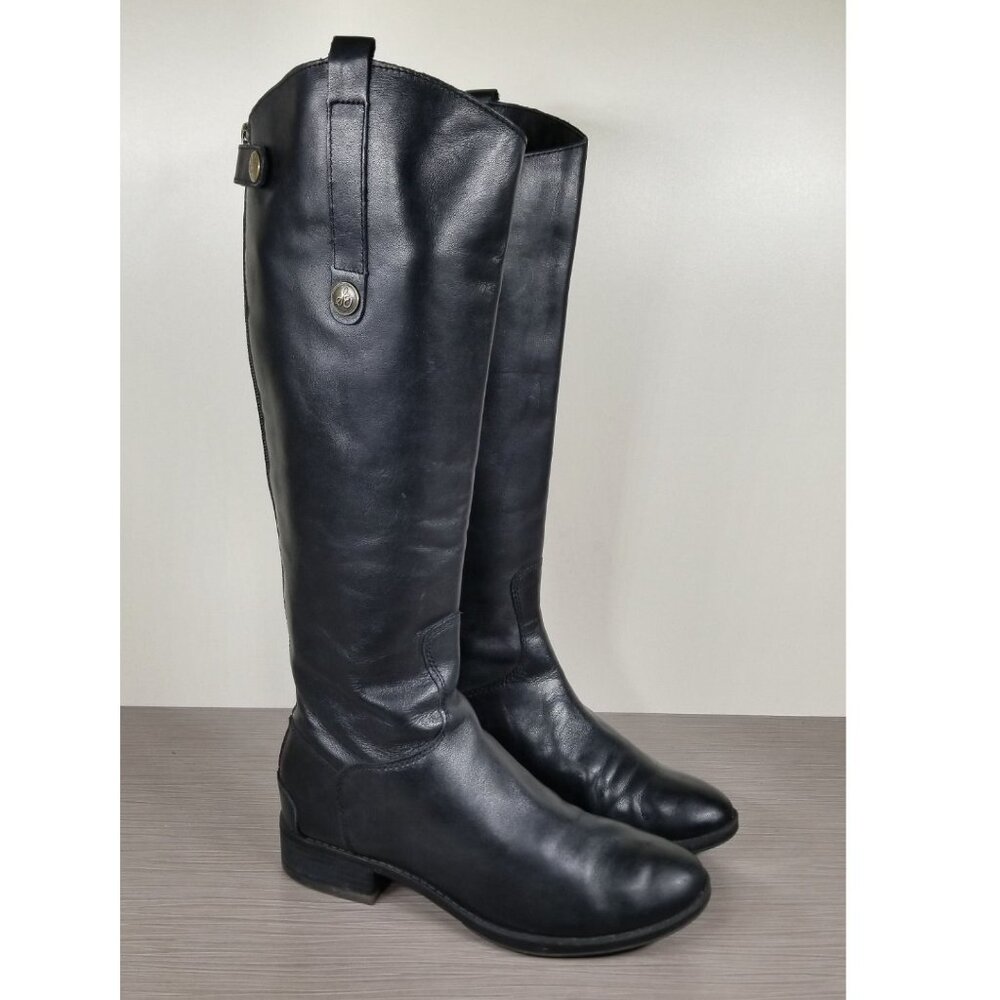 Sam Edelman Penny Riding Boot, Black Leather, Womens Size 6 M / 36